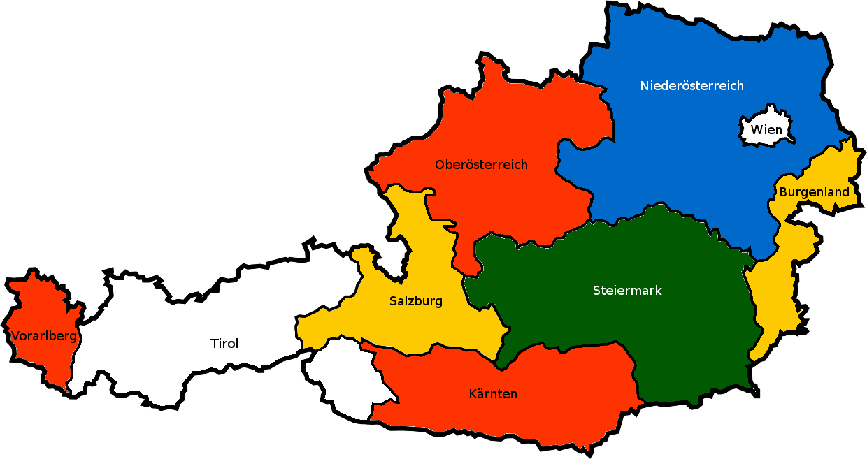 Австрия на политической карте. Карта Австрии на немецком. Федеральные земли Австрии на немецком. Земли Австрии на карте. 9 Федеральных земель Австрии на немецком.